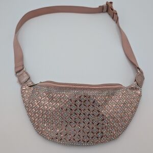 Rose Gold Rhinestone Women's Belt Bag